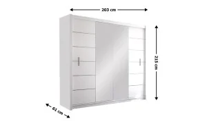 Dulap Lizbona 2 Usi Glisante Alb cu Oglinda 203 