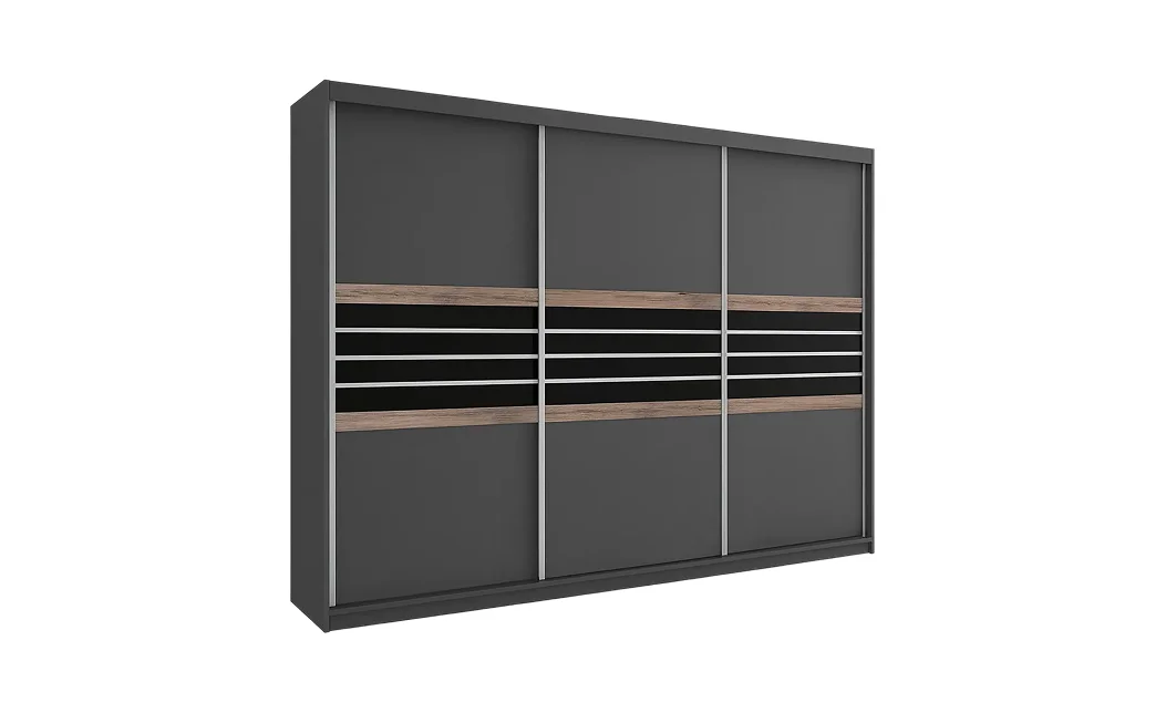 Dulap Turyn Lava / Negru 250 cu 3 Uși Glisante
