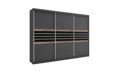 Dulap Turyn Lava / Negru 250 cu 3 Uși Glisante