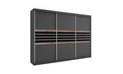 Dulap Turyn Lava / Negru 250 cu 3 Uși Glisante