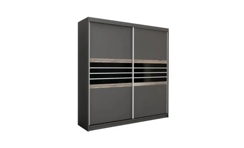 Dulap Turyn Lava / Negru 203 cu 2 Uși Glisante