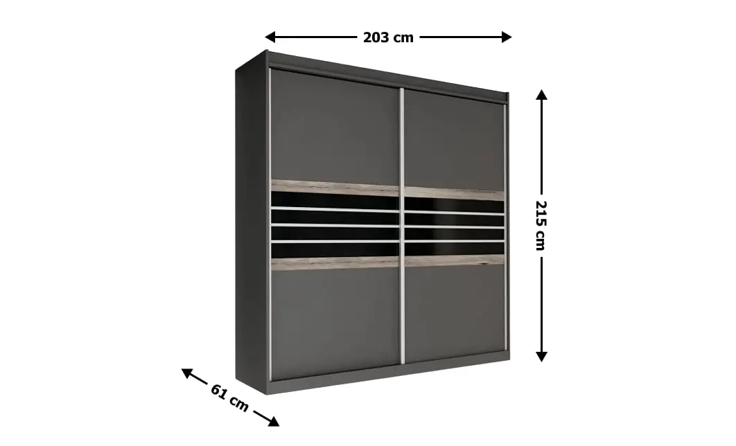 Dulap Turyn Lava / Negru 203 cu 2 Uși Glisante 1