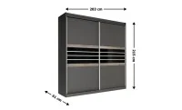 Dulap Turyn Lava / Negru 203 cu 2 Uși Glisante 1