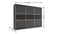 Dulap Turyn Lava / Negru 250 cu 3 Uși Glisante 1