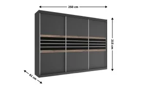 Dulap Turyn Lava / Negru 250 cu 3 Uși Glisante