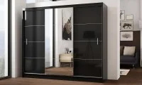 Dulap Vista Negru 250 Uși Glisante cu Oglindă 3