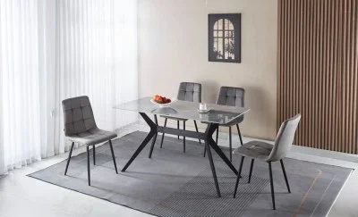 Set Masă Living cu 4 Scaune KJD6318 Gri