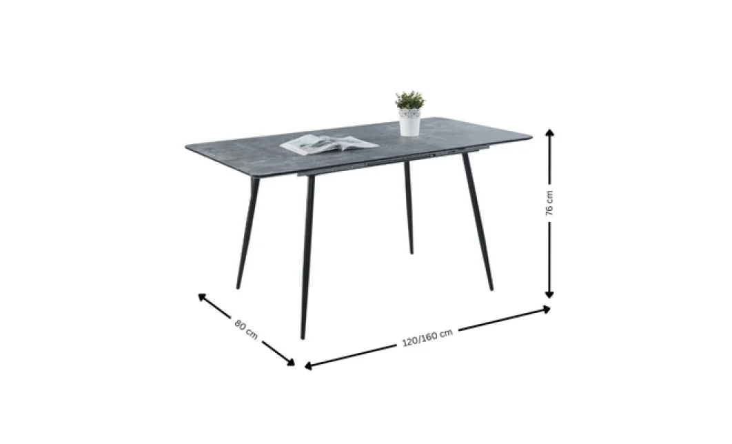 Set Masă Living Extensibilă KJT546 Gri cu 4 Scaune KJC37 Gri 3