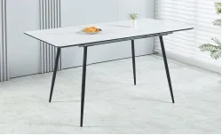 Set Masă Living Extensibilă KJT546 Bej cu 6 Scaune KJC37 Verzi