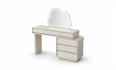Măsuță Toaletă T6015 Albă Extensibilă cu 3 culori LED și Oglindă