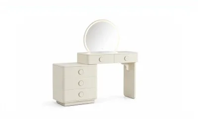 Măsuță Toaletă T6225 Albă Extensibilă cu 3 culori LED și Oglindă
