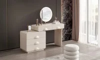 Măsuță Toaletă T636-5 Albă Extensibilă cu 3 culori LED și Oglindă