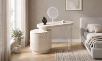 Măsuță Toaletă T651-3 Albă cu 3 culori LED și Oglindă