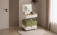 Măsuță Toaletă Ajustabilă pe Înălțime T680-3 Albă / Verde Extensibilă cu 3 culori LED și Oglindă Reglabilă 3