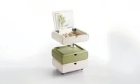 Măsuță Toaletă Ajustabilă pe Înălțime T680-3 Albă / Verde Extensibilă cu 3 culori LED și Oglindă Reglabilă