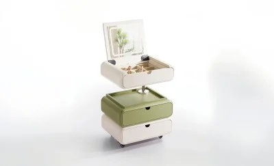 Măsuță Toaletă Ajustabilă pe Înălțime T680-3 Albă / Verde Extensibilă cu 3 culori LED și Oglindă Reglabilă