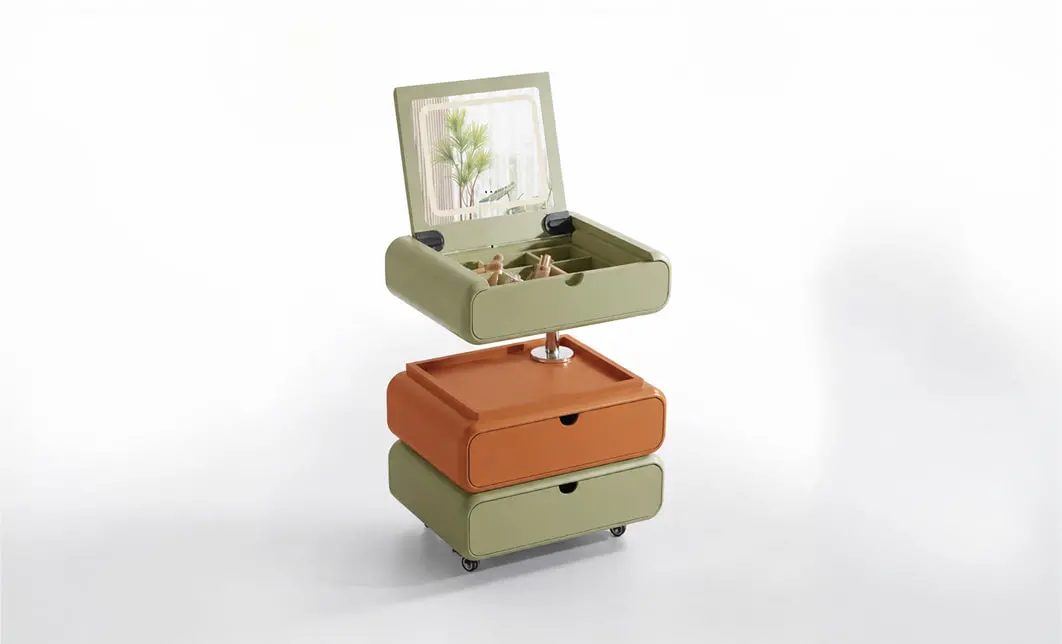 Măsuță Toaletă Ajustabilă pe Înălțime T680-3 Verde / Portocalie Extensibilă cu 3 culori LED și Oglindă Reglabilă 1