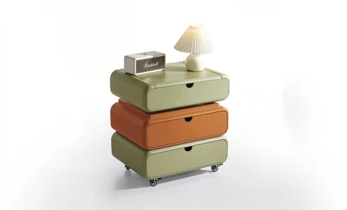 Măsuță Toaletă Ajustabilă pe Înălțime T680-3 Verde / Portocalie Extensibilă cu 3 culori LED și Oglindă Reglabilă