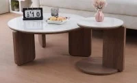 Set 2 Măsuțe de Cafea CT0110 LC  Alb/Nuc