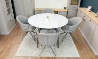 Set Masă Living Extensibilă CT106 Blat Ceramic Alb cu 4 Scaune CY815 Gri 9