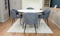 Set Masă Living Extensibilă CT106 Blat Ceramic Alb cu 4 Scaune DCM0102CF Gri 9