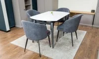 Set Masă Living Extensibilă CT106 Blat Ceramic Alb cu 4 Scaune DCM0102CF Gri 4