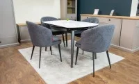 Set Masă Living Extensibilă CT106 Blat Ceramic Alb cu 4 Scaune DCM0102CF Gri 3