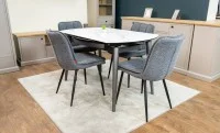 Set Masă Living Extensibilă CT106 Blat Ceramic Alb cu 4 Scaune DCM2001AF Gri 3