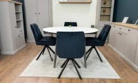 Set Masă Living Extensibilă CT106 Blat Ceramic Alb cu 4 Scaune Tapițate KJC356 Negre 8