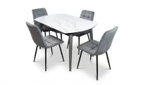 Set Masă Living Extensibilă CT106 Blat Ceramic Alb cu 4 Scaune KJC37 Gri 1