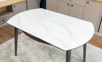Set Masă Living Extensibilă CT106 Blat Ceramic Alb cu 4 Scaune KJC37 Gri 2