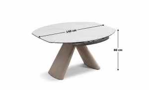 Masă Living Extensibilă Blat Ceramic Alb CT132