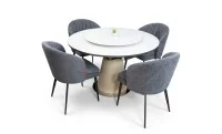 Set Masă Living Extensibilă CT163 Blat Ceramic Alb cu 4 Scaune DCM0102CF Gri 1