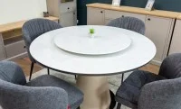 Set Masă Living Extensibilă CT163 Blat Ceramic Alb cu 4 Scaune DCM0102CF Gri