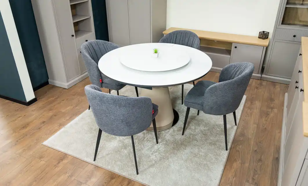 Set Masă Living Extensibilă CT163 Blat Ceramic Alb cu 4 Scaune DCM0102CF Gri 7