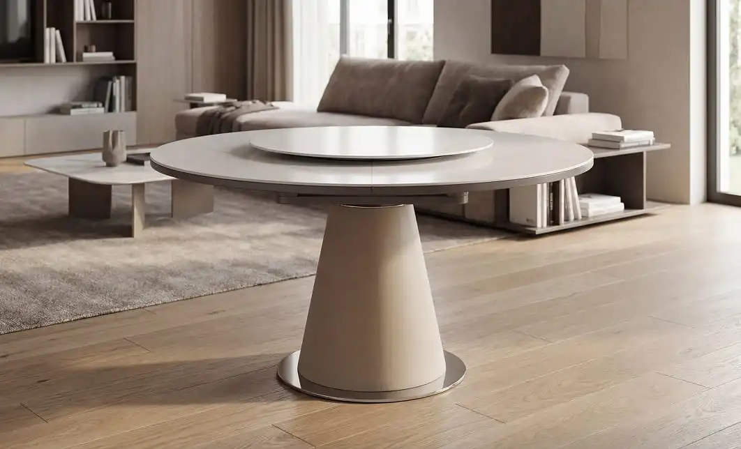 Masă Living Extensibilă CT163 cu Blat Ceramic Alb 4