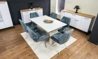 Set Masă Living Extensibilă CT234 cu Blat Ceramic Alb cu 6 Scaune DCM0104CS Gri 5