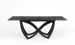 Masa Living Extensibila Blat Sticla Securizata Negru CT241