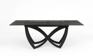 Masa Living Extensibila Blat Sticla Securizata Negru CT241