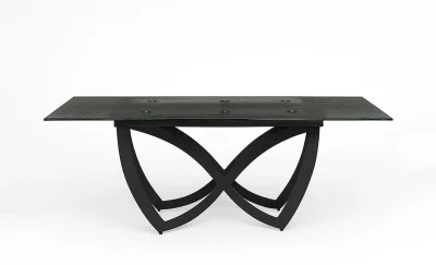 Masa Living Extensibila Blat Sticla Securizata Negru CT241