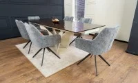 Set Masă Living Extensibilă CT242 Blat Sticlă Securizată cu 6 Scaune DCM0112AS Gri 2