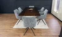Set Masă Living Extensibilă CT242 Blat Sticlă Securizată cu 6 Scaune DCM0112AS Gri 6
