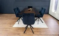 Set Masă Living Extensibilă CT242 Blat Sticlă Securizată cu 6 Scaune KJC356 Negre 8