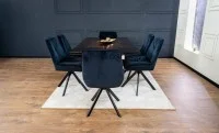 Set Masă Living Extensibilă CT242 Blat Sticlă Securizată cu 6 Scaune KJC356 Negre 6