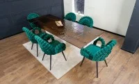 Set Masă Living Extensibilă CT242 Blat Sticlă Securizată cu 6 Scaune KJC376 Verzi 2