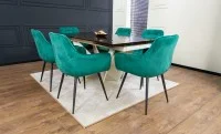 Set Masă Living Extensibilă CT242 Blat Sticlă Securizată cu 6 Scaune KJC38 Verzi 5
