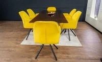 Set Masă Living Extensibilă CT242 Blat Sticlă Securizată cu 6 Scaune KJC80 Galbene 6