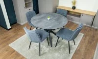 Set Masă Living Extensibilă Dobok Gri cu 4 Scaune DCM2001AF Gri 4