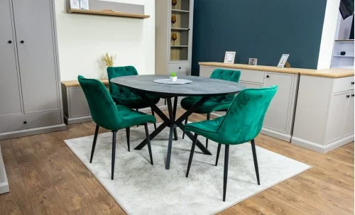 Set Masă Living Extensibilă Dobok Gri cu 4 Scaune KJC0357 Verzi