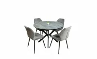 Set Masă Living Extensibilă Dobok Gri cu 4 Scaune KJC104 Gri 1